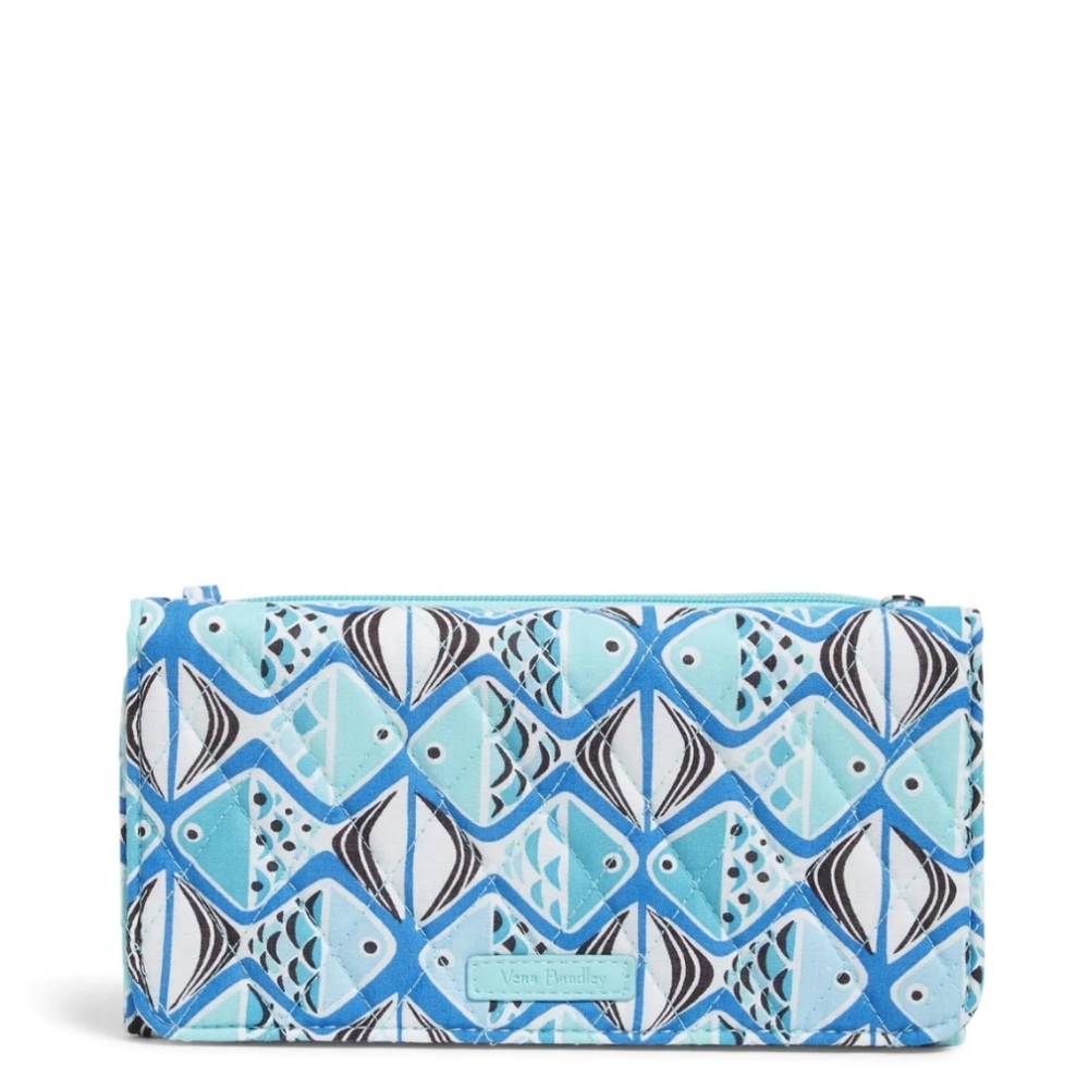 Vera Bradley Go Fish Blue RFID Wallet Crossbody